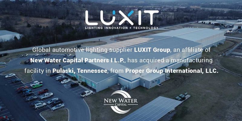 New Water Capital Portfolio Company LUXIT Group Acquires Tennessee Lighting Manufacturing Facility