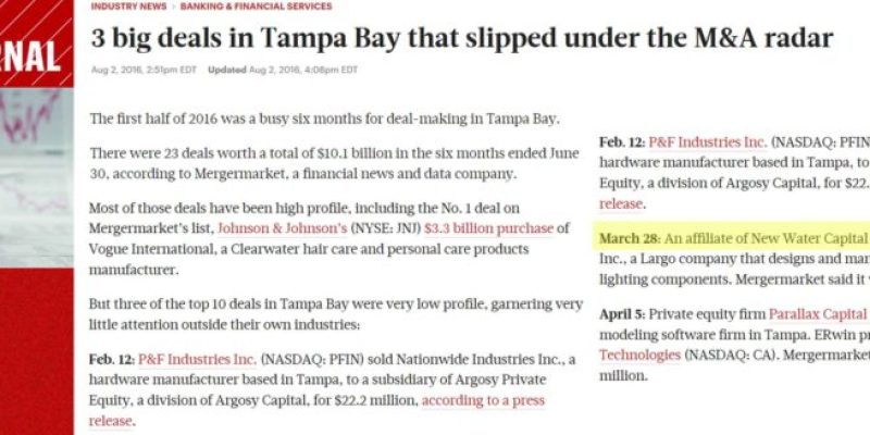 New Water Capital-Sea Link Recap Among Tampa Top 10 Deals